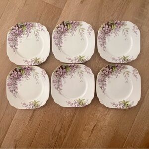 6 Pcs Royal Standard "Wistaria" Square Bread & Butter Plate‎ 6” Vtg Discontinued